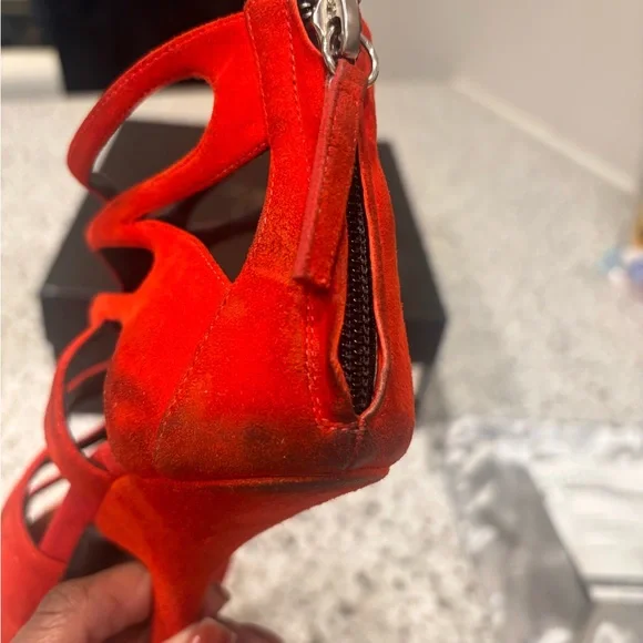 Women’s Size 8 Giuseppe Zanotti Red Suede Strappy Sandals - Picture 5 of 13